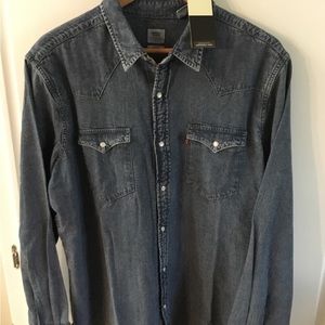 New Levi's Denim Western Pearl Snap Shirt Men’s Size XL. #S